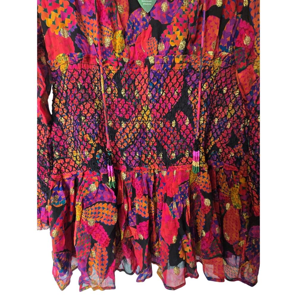 New Farm Rio Heart Daisy Fairy Whimsy Ruffled Long Sleeve Colorful Dress Size M - Picture 5 of 13